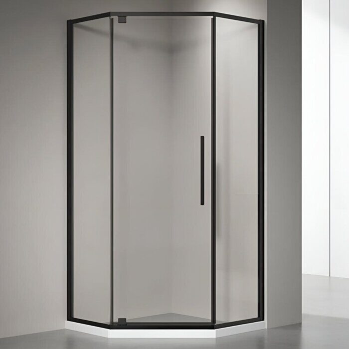 Veconi RV35B-90-01-C7 душевой угол, 90х90x195 см, дверь распашная, профиль черный