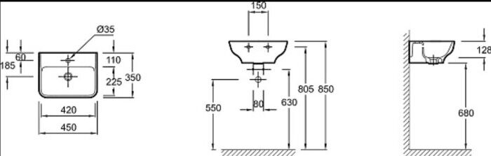 Struktura EGH112-00 раковина 45см Jacob Delafon