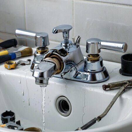 поломка двухвентильного смесителя