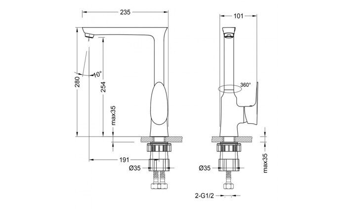 Nero LM0205C смеситель для кухни с высоким поворотным изливом, хром Lemark