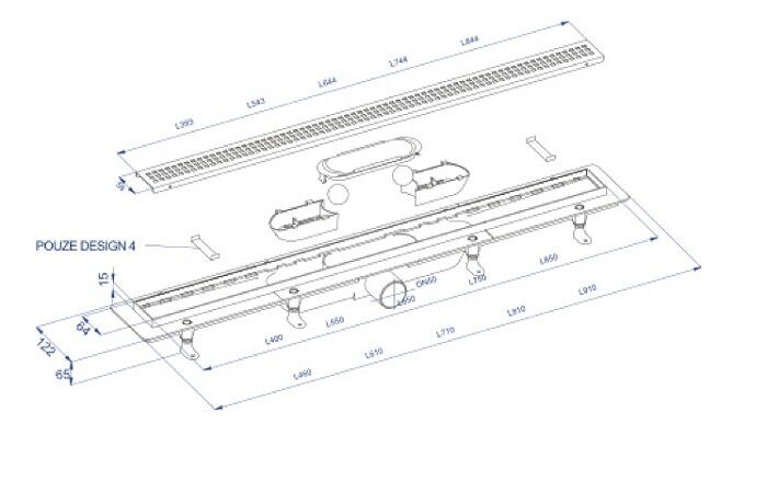 Plastbrno Design 1 SZA1850 душевой лоток с решеткой 85см из нержавеющей стали
