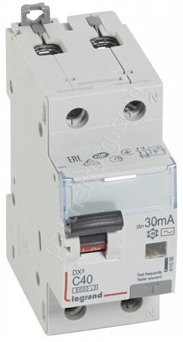 Автоматический выключатель дифференциального тока (АВДТ) DX3 1П+Н C40А 30MA-AC Legrand