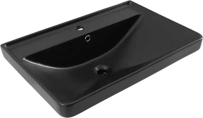 Ирис раковина накладная 710*475*210 мм черная матовая с отверстием под смеситель Aquanet