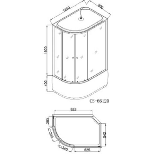 Loranto CS-66120R G 120*80*215 душевая кабина, поддон 40см, прозрачное стекло