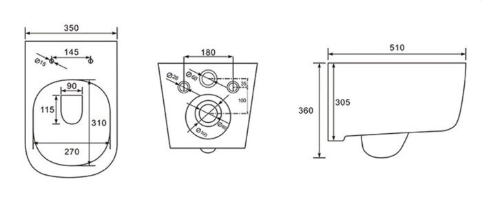 Set Aquatek Лугано 4 в 1 унитаз безободковый с сидением, инсталляция с клавишей хром