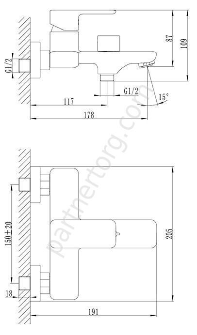 Brick Iddis смеситель для ванны BRISB02i02