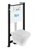 Комплект инсталляции Roca с унитазом подвесным безободковым Leon с сиденьем микролифт ZRU9307623