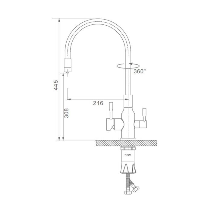 Raglo R81.64.03 смеситель для кухни с подключением к фильтру питьевой воды, сатин золотой