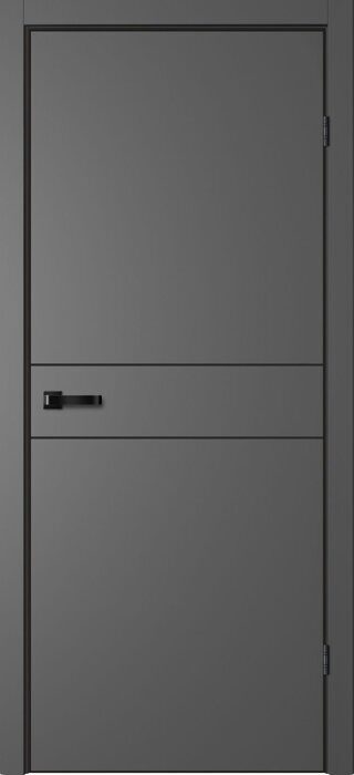 N03 ПГ Neo FlyDoors дверь межкомнатная эмалит графит с алюминиевой кромкой черной