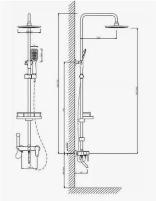 Omega 7702 душевая система со смесителем,  верхним, ручным и гигиеническим душем