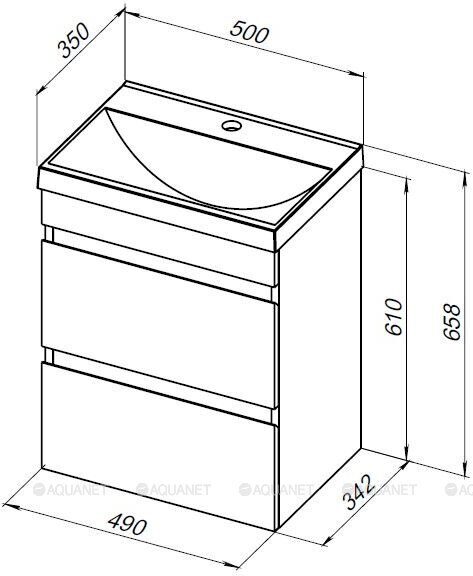 Нота new 50 тумба дуб светлый для ванной комнаты с раковиной-столешницей Нота 50 Aquanet