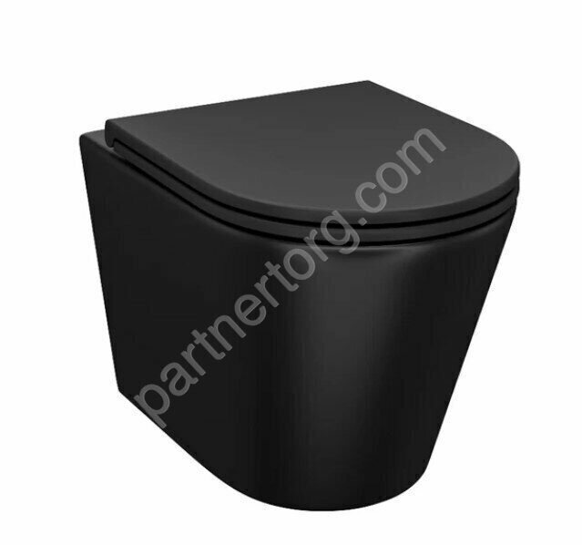Calipso черный подвесной безободковый унитаз Iddis с сиденьем CALR3BMi25