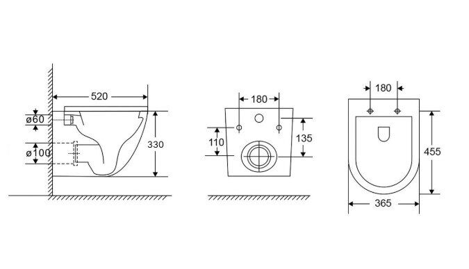 Унитаз подвесной безободковый со смывом Торнадо с сидением микролифт GR-4411SQ