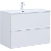 Арт 90 тумба белая матовая для ванной комнаты с раковиной-столешницей Арт 90 Aquanet