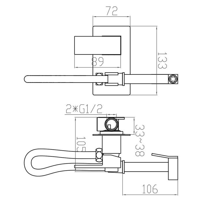 S97.52.06 Splenka Смеситель с гигиеническим душем встраиваемый, черный