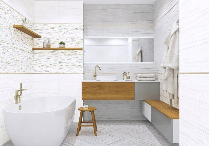 Gemstone White New Trend настенная плитка белая матовая 24,9х50см