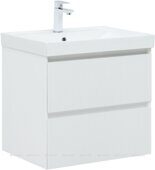 Альтера 60 тумба белая матовая для ванной комнаты с накладной керамической раковиной Flash 605*465*195 Aquanet