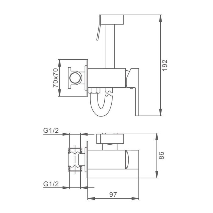 S98.52.07 Splenka Смеситель с гигиеническим душем встраиваемый, серый