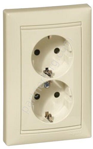 Legrand Valena Classic cиловая розетка двойная 2x2К+З 16А 250В, винтовые зажимы, цвет слоновая кость