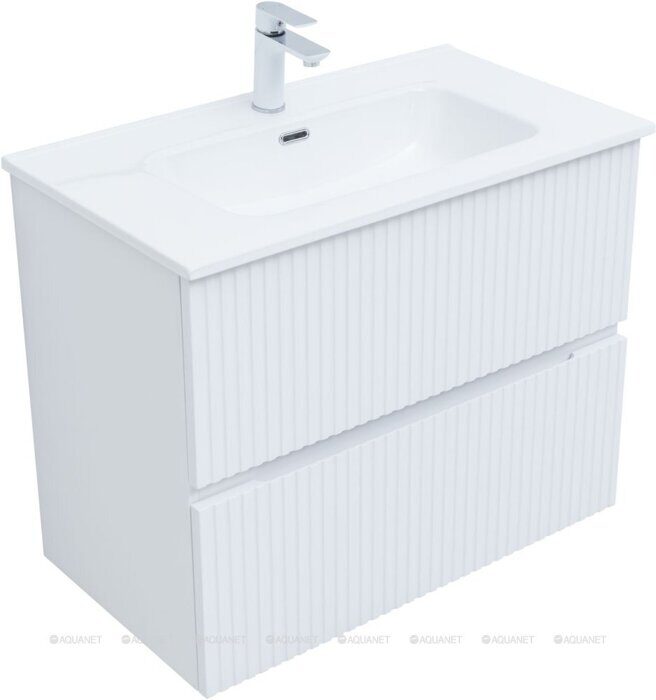 Джейн 80 тумба белая матовая для ванной комнаты Aquanet