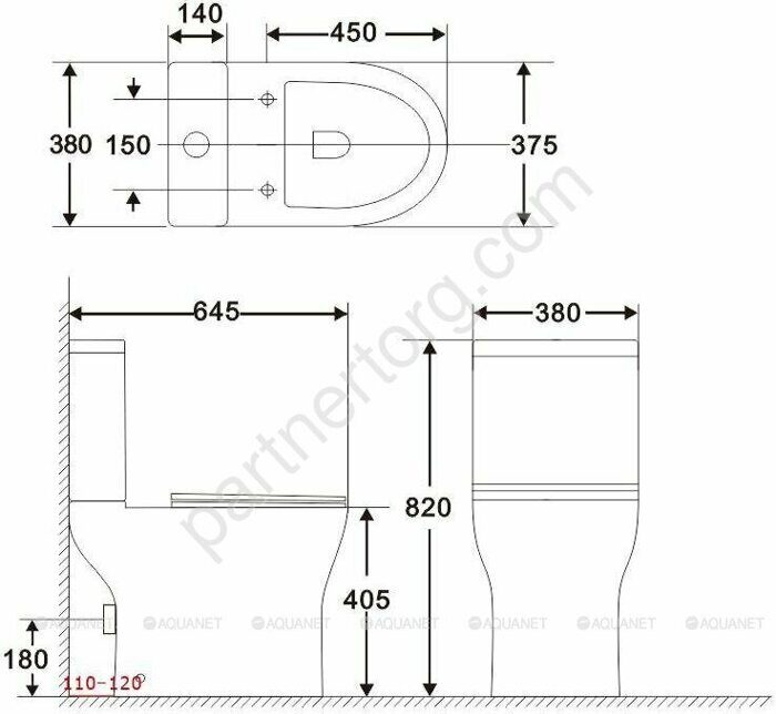 Rimless Roll 2-C CL-12289 безободковый напольный унитаз с сидением Soft Close Aquanet