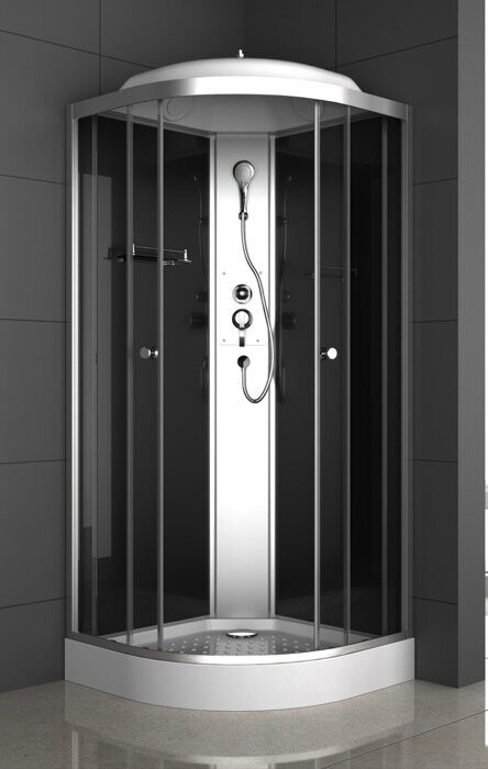 ODA-8402 душевая кабина угловая полукруглая 100х100, тонированное стекло, низкий поддон