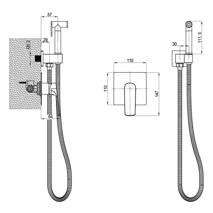 S30.53.03 Splenka Смеситель с гигиеническим душем встраиваемый, сатин золотой