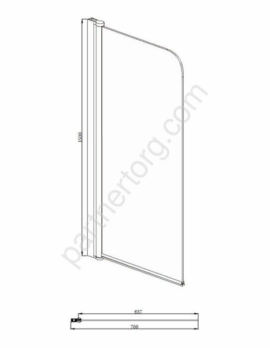 Merrit шторка для ванны 70х150см, прозрачное стекло 5мм, профиль хром