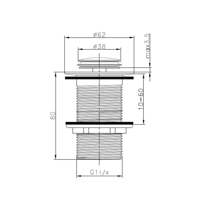 R600.04 Raglo донный клапан для раковины, хром