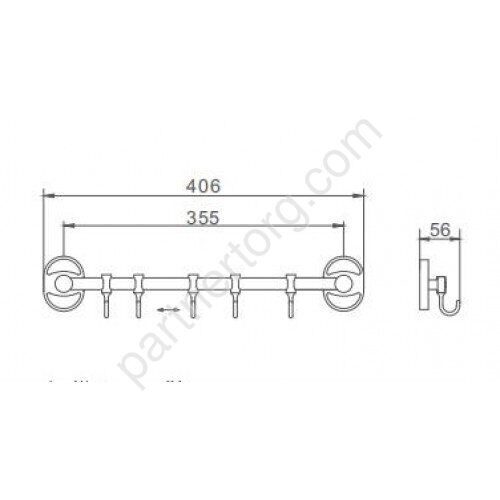 Frap F1915-5 планка с пятью крючками хром