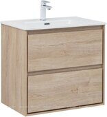 Милан 70 тумба дуб светлый для ванной комнаты с накладной керамической раковиной Flash 710*465*195 Aquanet