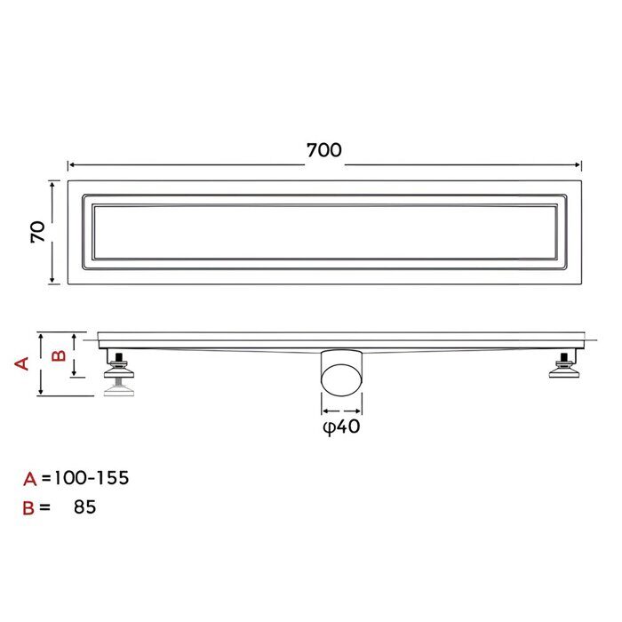 Gappo G87007-4 душевой трап 70х700 мм сатин