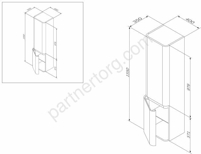 M30CHL0406NF Sensation, Шкаф-колонна, подвесной, левый, 40 см, двери, орех, текстурированная, шт