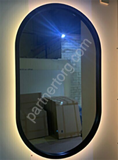 Зеркало Caiman Lira Black 60x110см, теплая подсветка, сенсор на касание