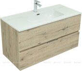 Алвита new 100 тумба дуб веллингтон белый для ванной комнаты 2 ящика с раковиной-столешницей Flat 100 Aquanet