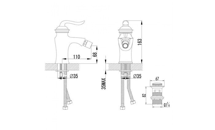 Brava LM4708G, смеситель для биде с донным клапаном, золото Lemark