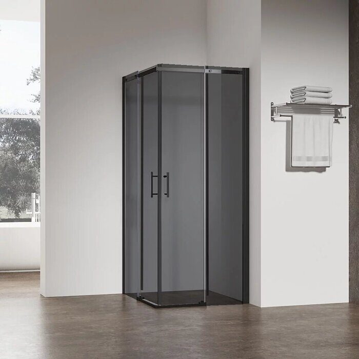 Veconi RV50B-11080-05-C8 душевой угол, 110х80x195 см, дверь раздвижная, профиль черный