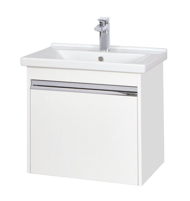 Капри 60 см тумба подвесная белая для ванной комнаты с раковиной Миранда 60 Aquaton
