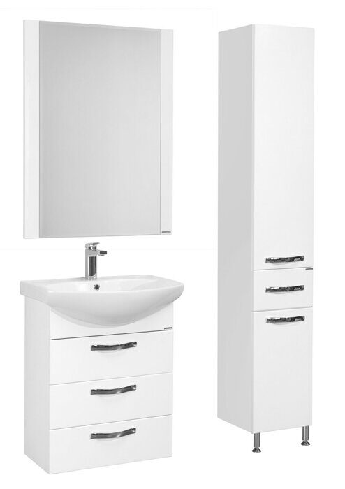 Ария 65 Н см тумба напольная белая для ванной комнаты с раковиной Смайл 65 Aquaton