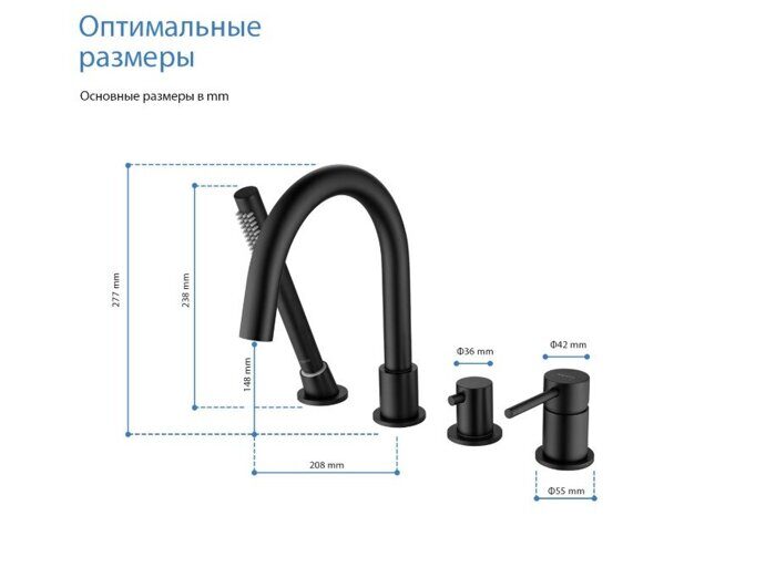 Aquatek Европа AQ1348MB  смеситель на борт ванны черный