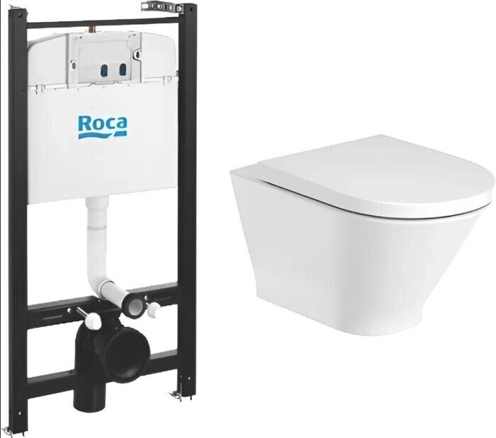 Комплект инсталляции Roca ПЭК с унитазом The Gap Round Pack и крышкой с микролифтом 893105000