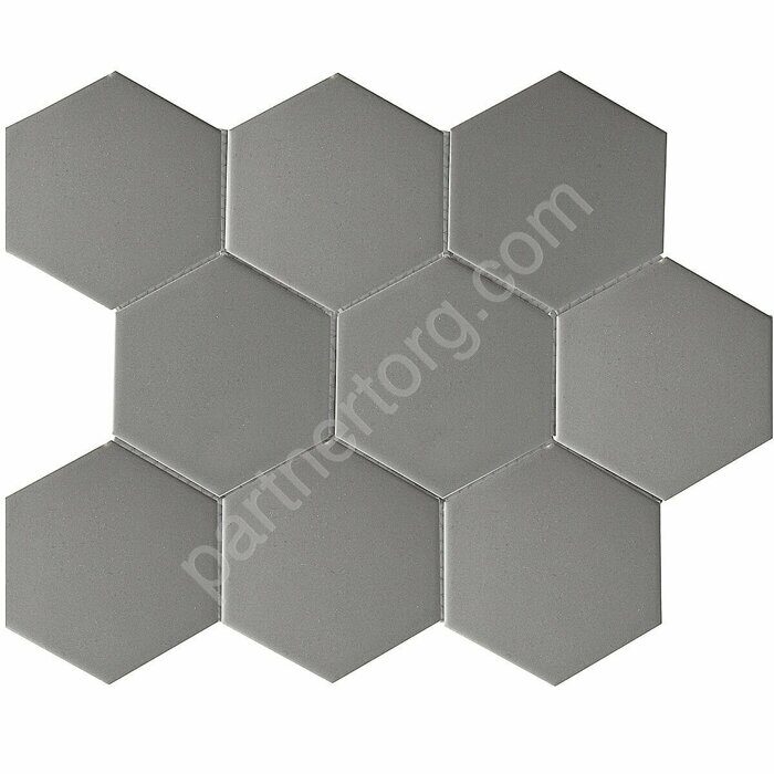 Hexagon big Grey Matt серая матовая мозаика из керамогранита гексагоны  95х110мм