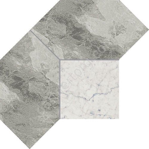 Charme Extra Silver Mosaico Polygon суперполированная мозаичная плитка серая Italon 28,5х21см