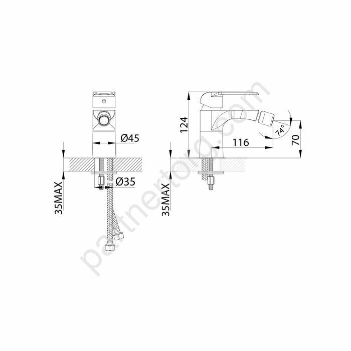 Calipso Iddis смеситель для биде, белый/хром CALSB00i04
