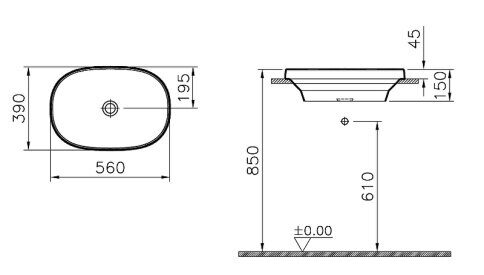 Frame Vitra 5652B403-0016 раковина накладная 56х15х19 см