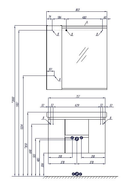 Рене 80 см шкаф-зеркало подвесной белый/грецкий орех для ванной комнаты Aquaton