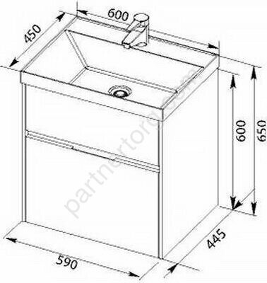 Латина 60 тумба белая для ванной комнаты 2 ящика с раковиной-столешницей Орлеан 60 QUICK CLAC Aquanet