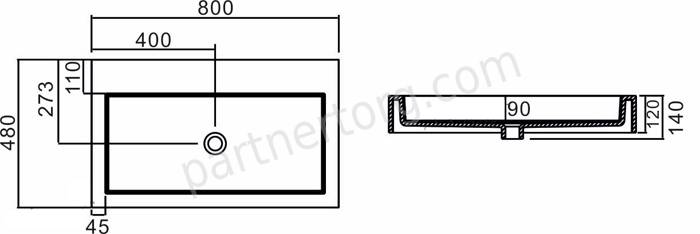 NSS-8048M раковина навесная искусственный камень, ширина 80 см