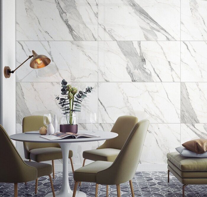Verona белый мрамор керамогранит полированный 120х60см Global Tile