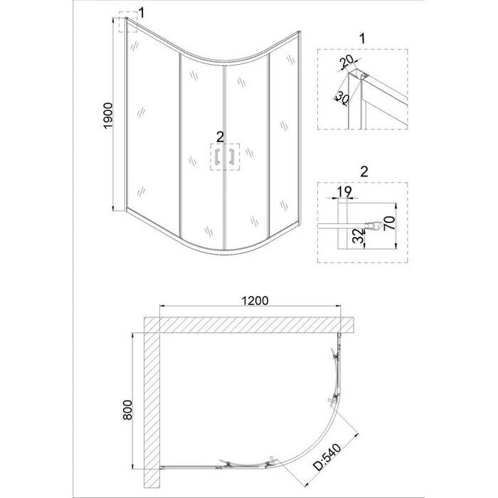 Niagara Nova NG-6621-08 душевое ограждение 120х80см, раздвижная дверь